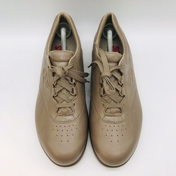 SAS Free Time Taupe Leather Women's 12W Shoes Comfy Lace Up Walking Sneakers - Picture 4 of 13
